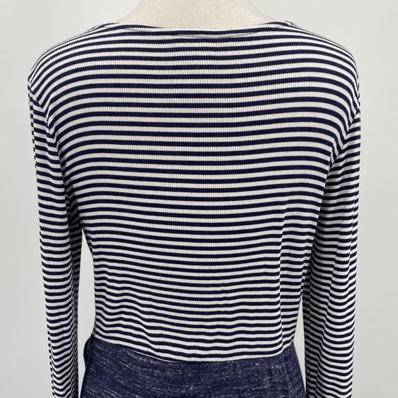 Anthropologie Dolan Jersey Knit Mini Dress Long Sleeve Striped Bodice Navy Large - Picture 7 of 10